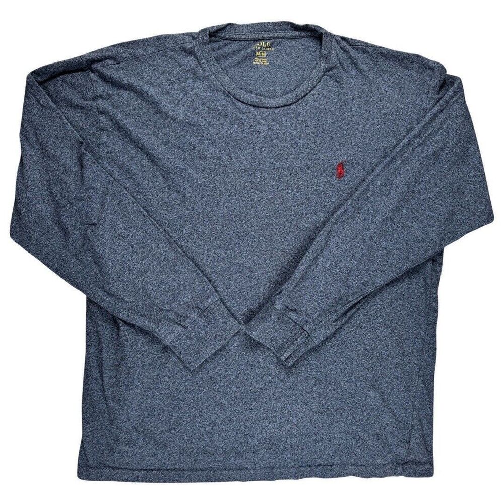 Polo Ralph Lauren Men's Tshirt Blue Long Sleeve Shirt Cotton Blue Size M